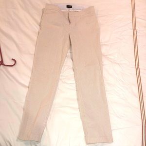 Tan and white seersucker pants
